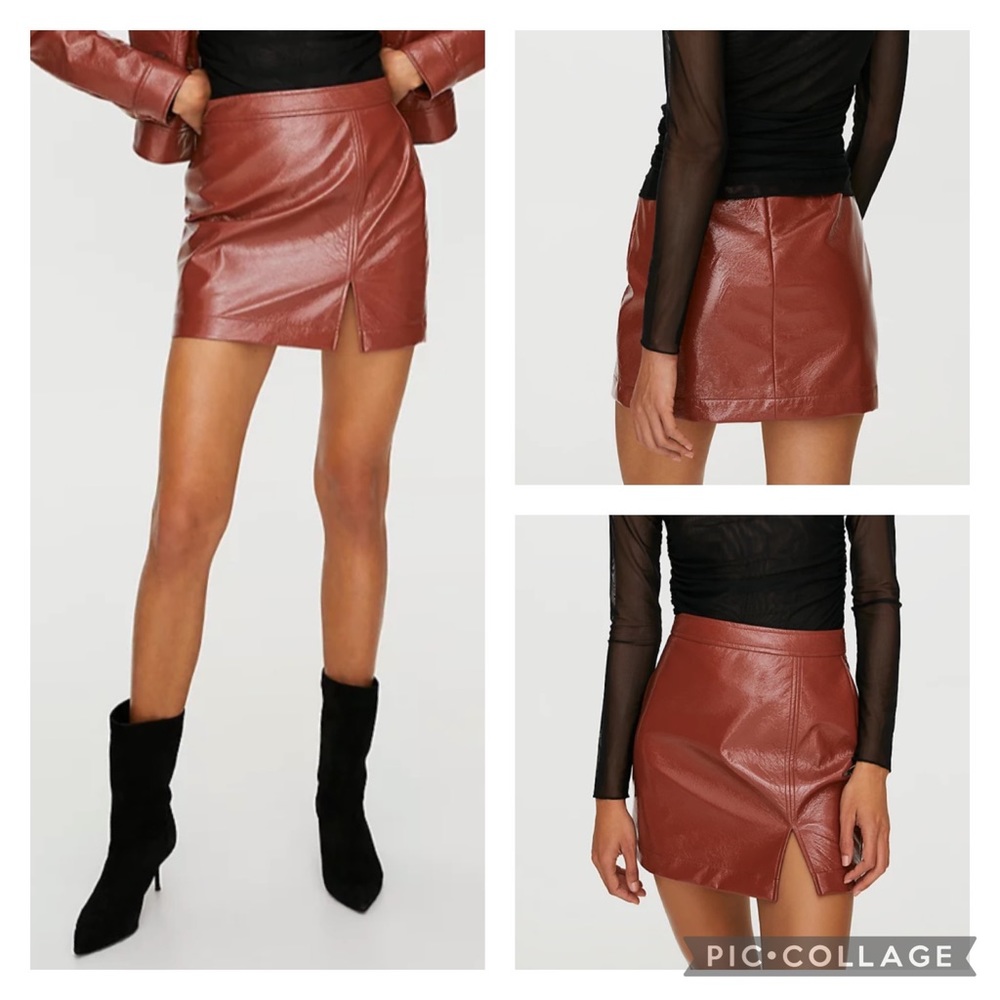 Aritzia Wilfred Tempest Skirt in Cognac